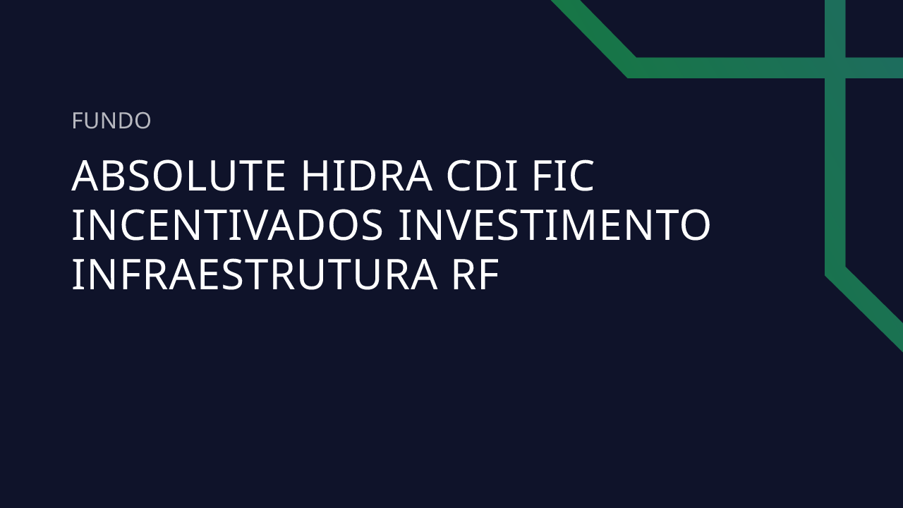 Fundo Absolute Hidra CDI FIC Incentivados Investimento Infraestrutura RF
