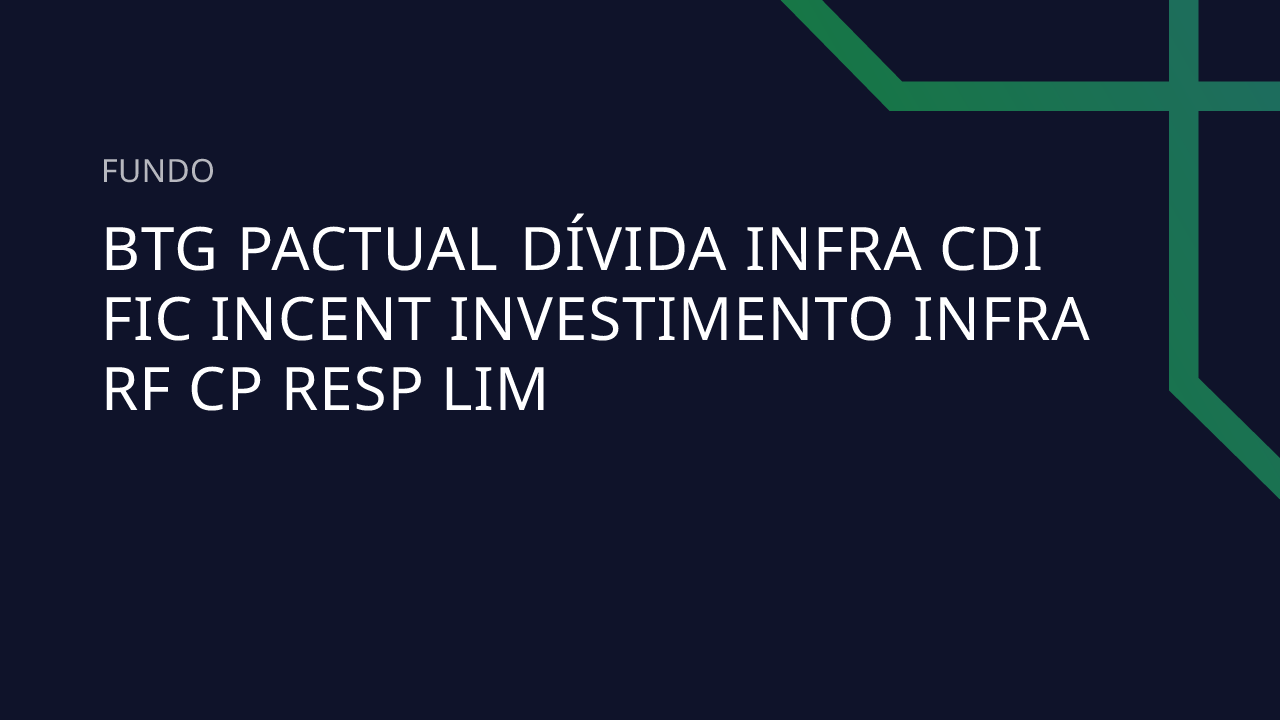 Fundo BTG Pactual Dívida Infra CDI FIC Incent Investimento Infra RF CP ...