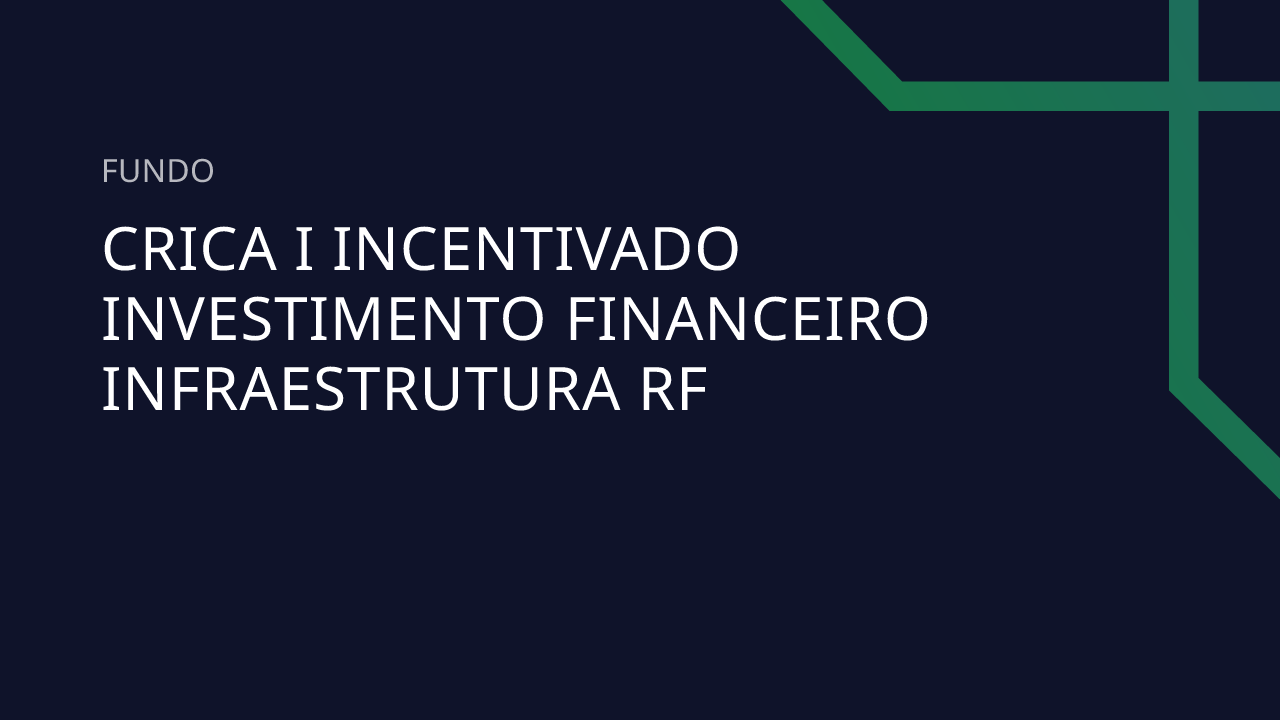 Fundo Crica I Incentivado Investimento Financeiro Infraestrutura RF