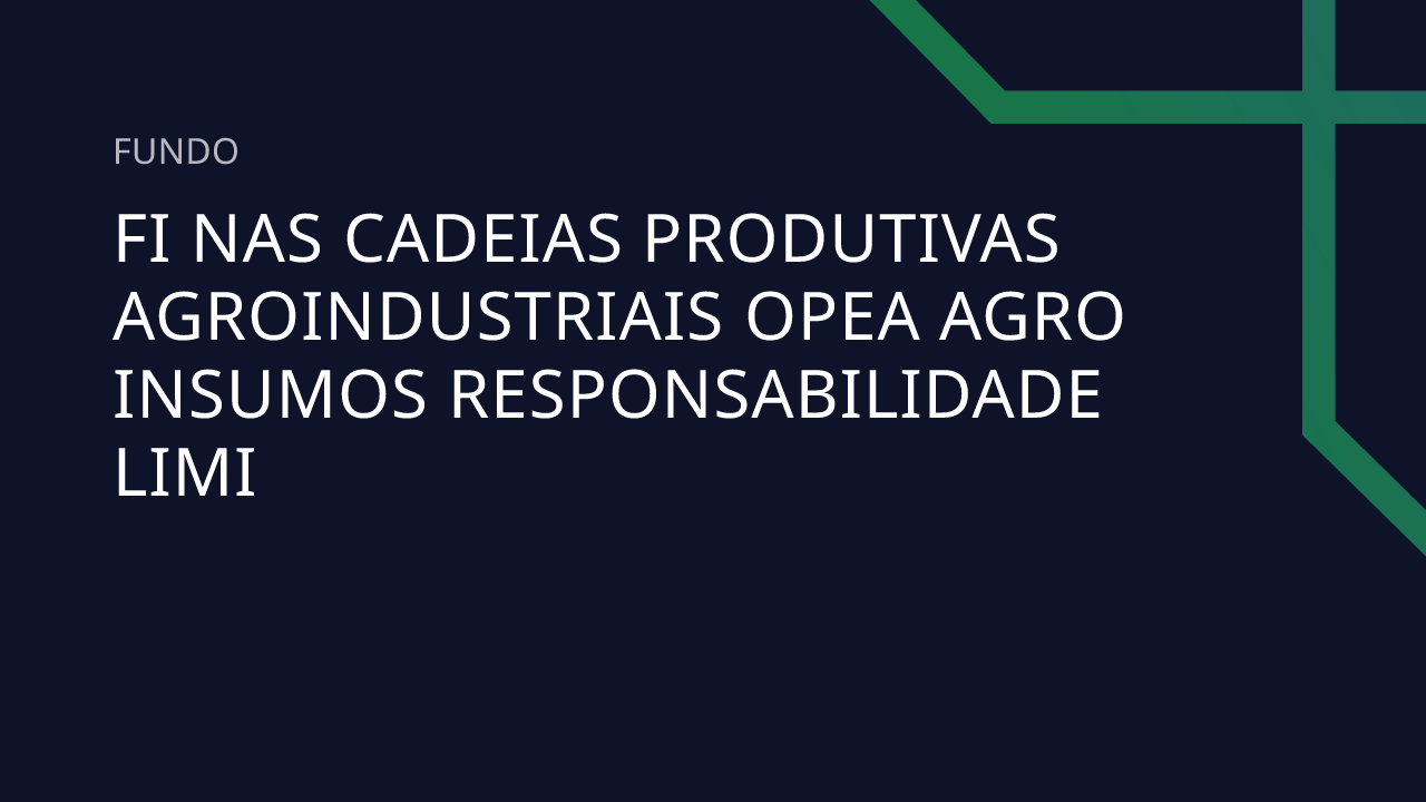 Fundo FI Nas Cadeias Produtivas Agroindustriais Opea Agro Insumos ...