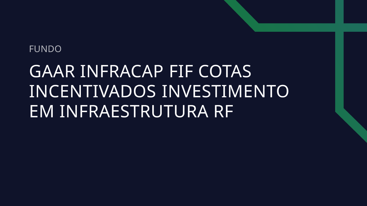 Fundo Gaar Infracap FIF Cotas Incentivados Investimento Em ...