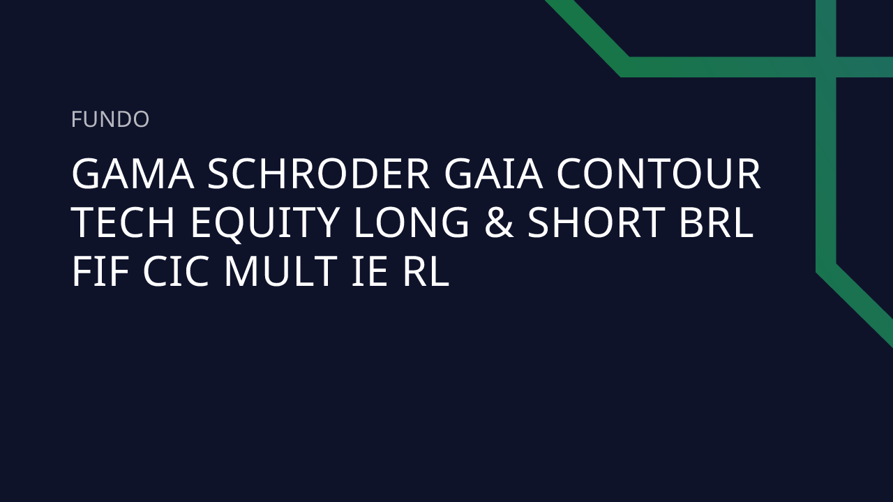 Fundo Gama Schroder Gaia Contour TECH Equity Long & Short BRL FIF CIC ...