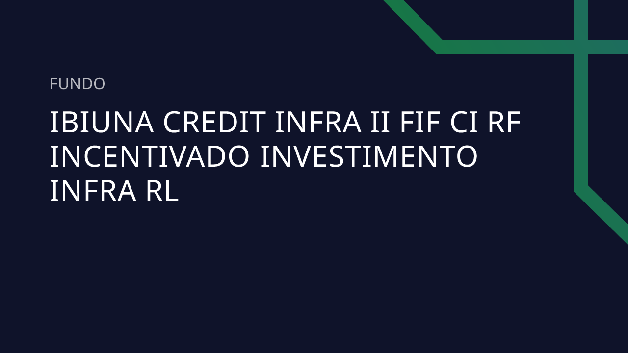Fundo Ibiuna Credit Infra II FIF CI RF Incentivado Investimento Infra RL