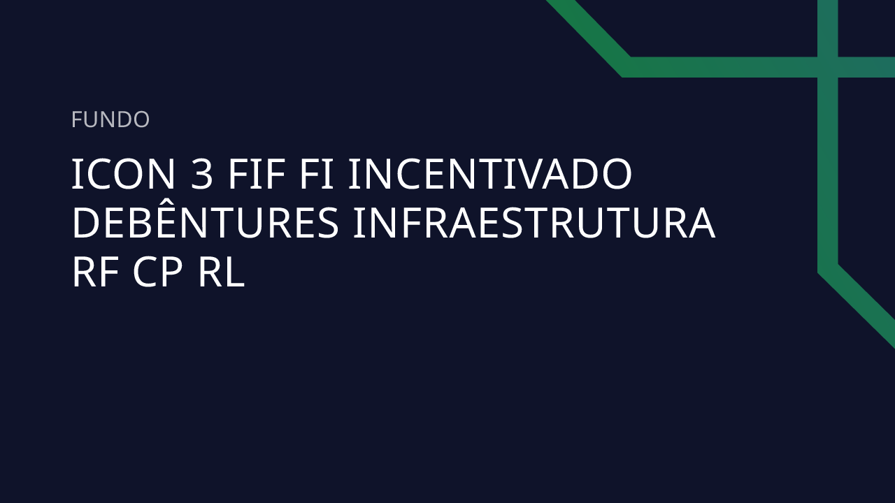 Fundo Icon 3 FIF FI Incentivado Debêntures Infraestrutura RF CP RL