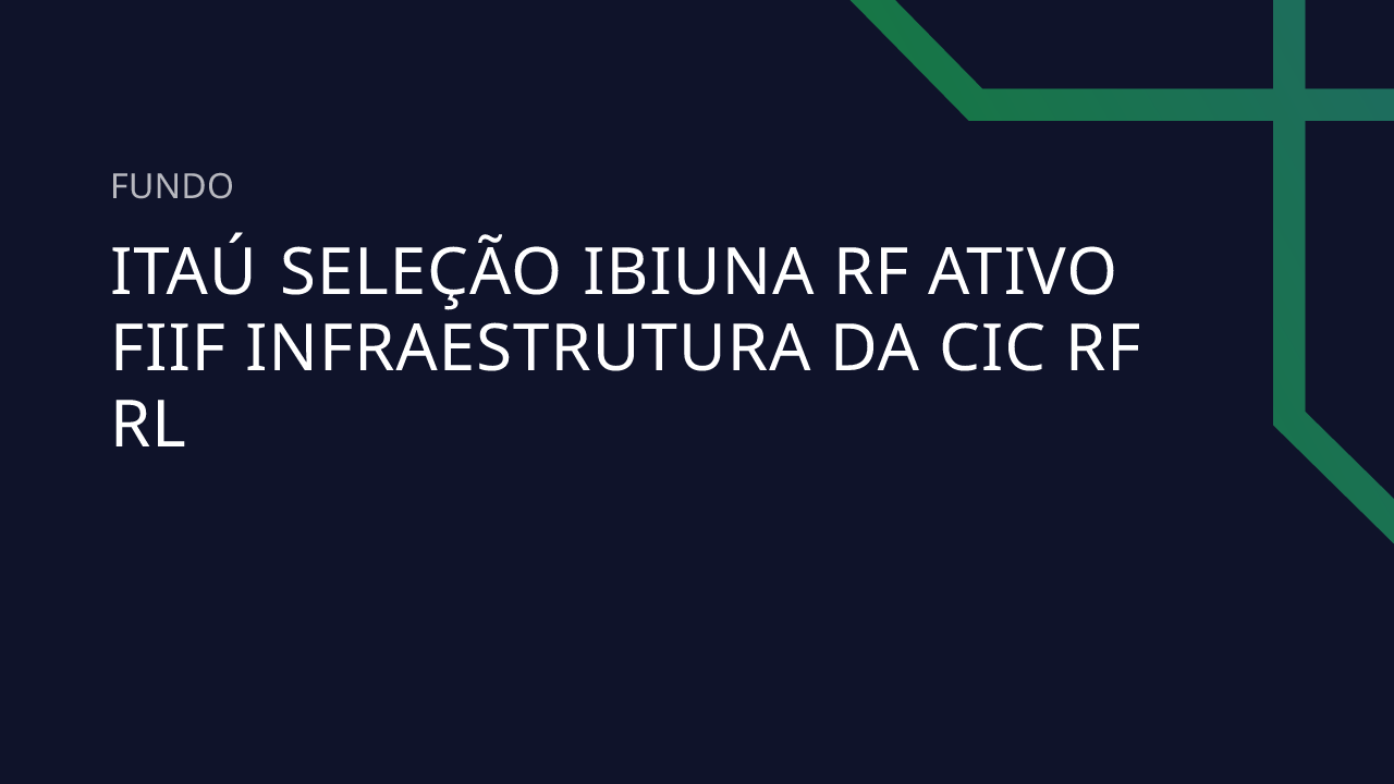 Fundo Itaú Seleção Ibiuna RF Ativo Fiif Infraestrutura DA CIC RF RL