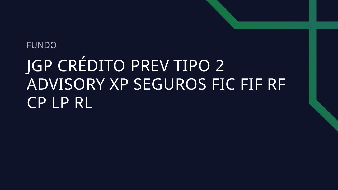 Fundo JGP Crédito Prev Tipo 2 Advisory XP Seguros FIC FIF RF CP LP RL