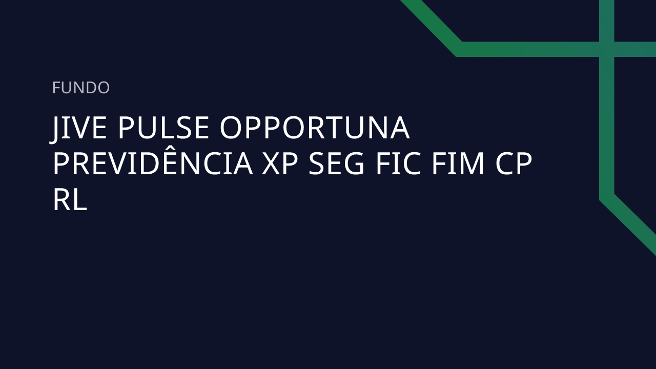 Fundo Jive Pulse Opportuna Previdência XP SEG FIC FIM CP RL