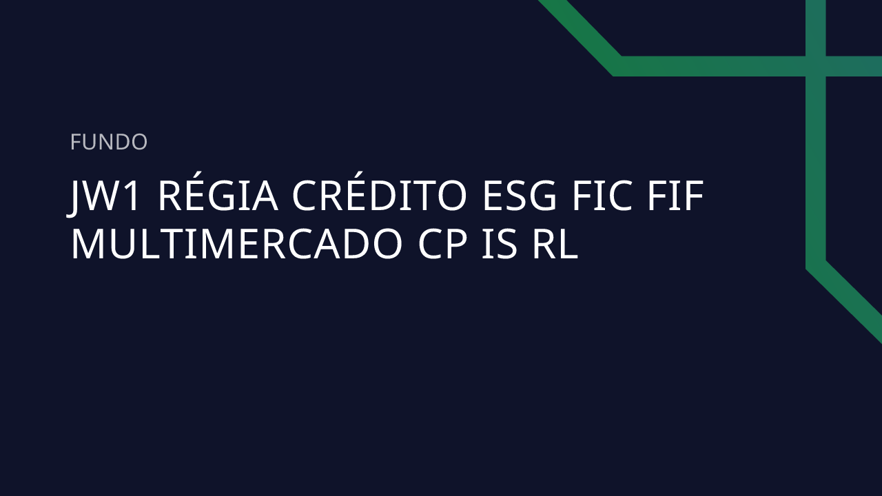 Fundo JW1 Régia Crédito Esg FIC FIF Multimercado CP IS RL