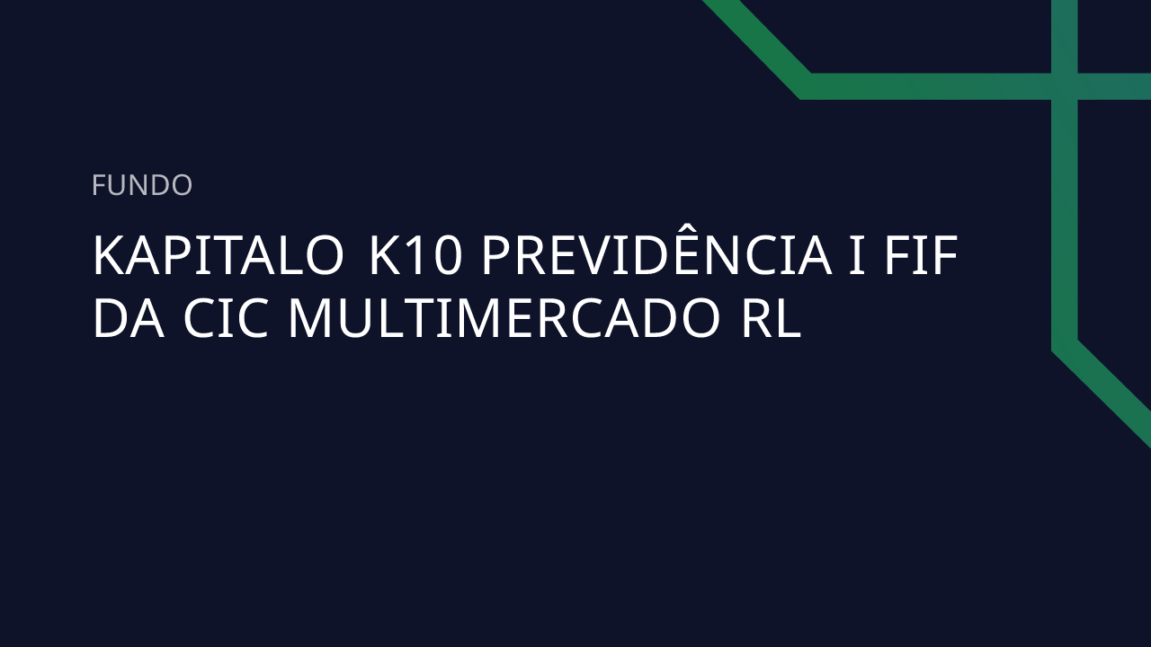 Fundo Kapitalo K10 Previdência I FIF DA CIC Multimercado RL