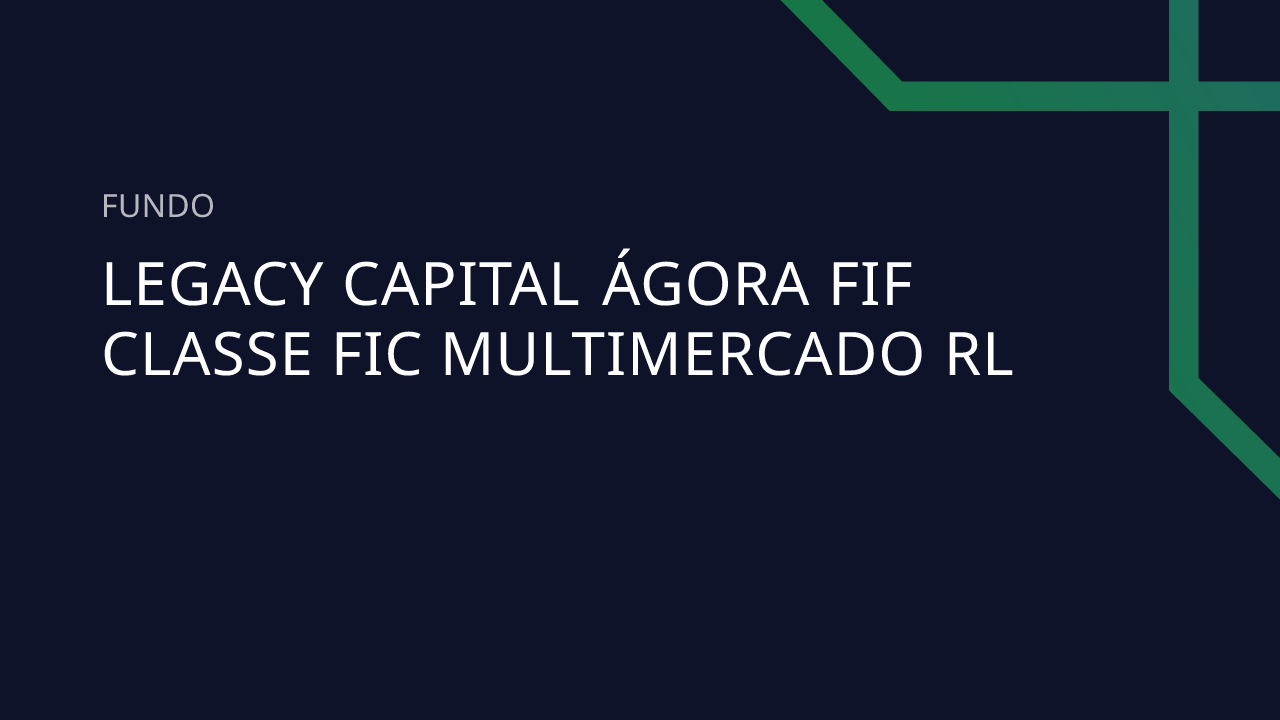Fundo Legacy Capital Ágora FIF Classe FIC Multimercado RL