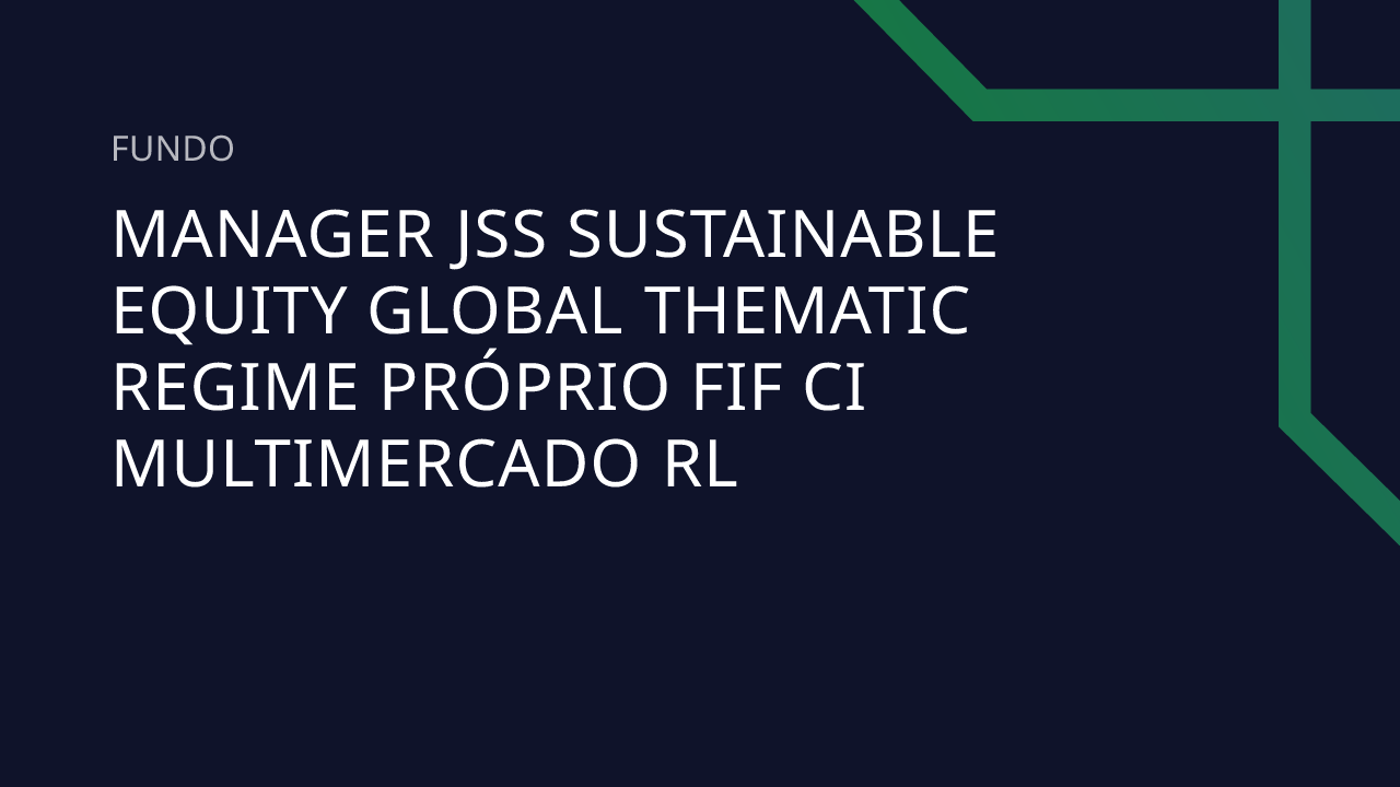 Fundo Manager JSS Sustainable Equity Global Thematic Regime Próprio FIF ...