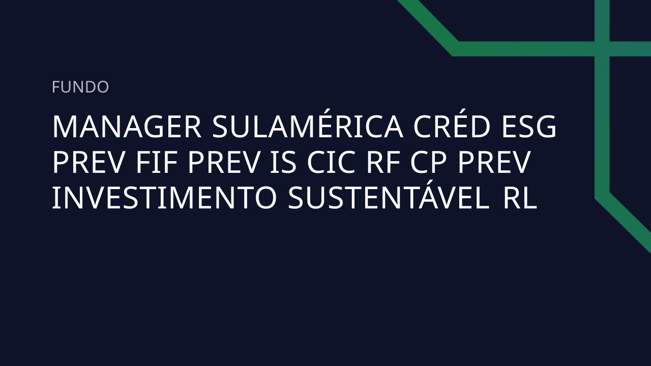 Fundo Manager Sulamérica Créd Esg Prev FIF Prev IS CIC RF CP Prev ...