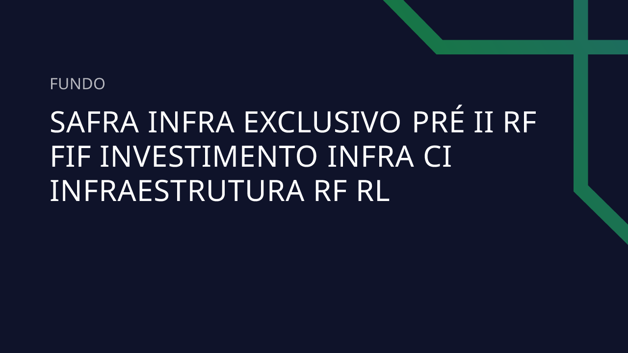 Fundo Safra Infra Exclusivo Pré II RF FIF Investimento Infra CI ...