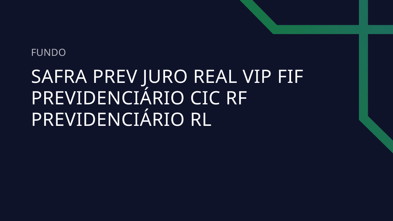 Fundo Safra Prev Juro Real VIP FIF Previdenciário CIC RF Previdenciário RL