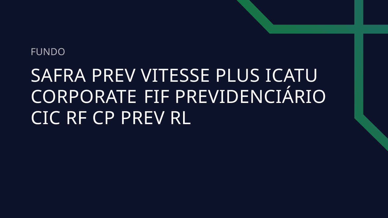 Fundo Safra Prev Vitesse PLUS Icatu Corporate FIF Previdenciário CIC RF ...