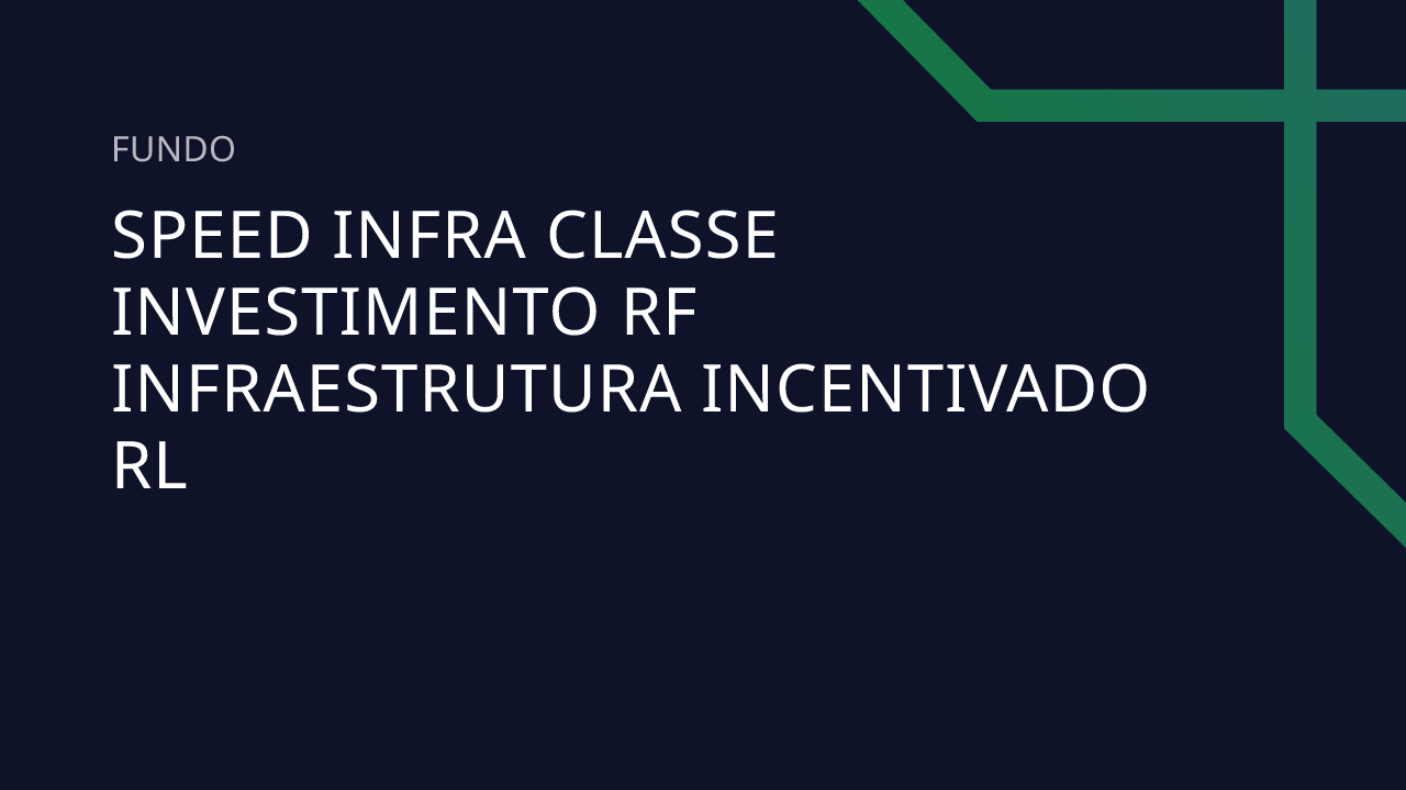Fundo Speed Infra Classe Investimento RF Infraestrutura Incentivado RL