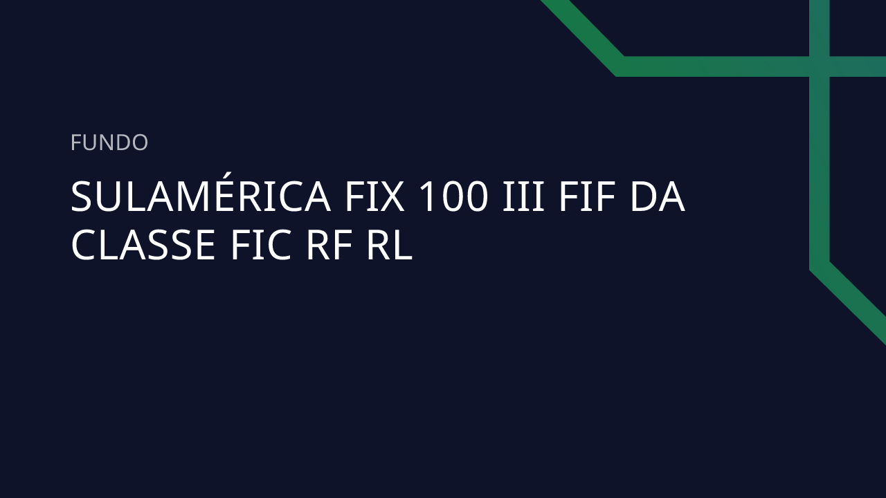 Fundo Sulamérica Fix 100 III FIF DA Classe FIC RF RL